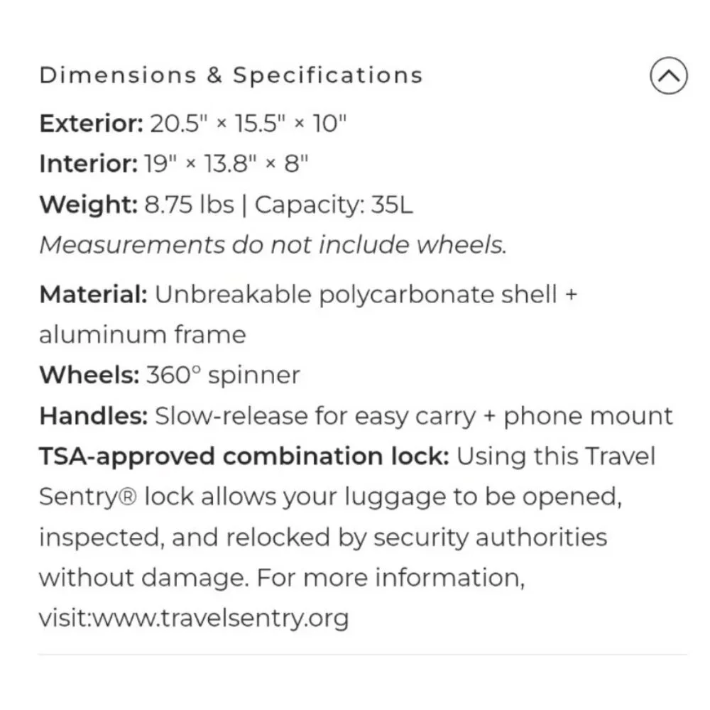 NOBL Travel Classic Carry-On Spinner 22” Ziperless Polycarbonate TSA Lock Pink - Picture 14 of 14